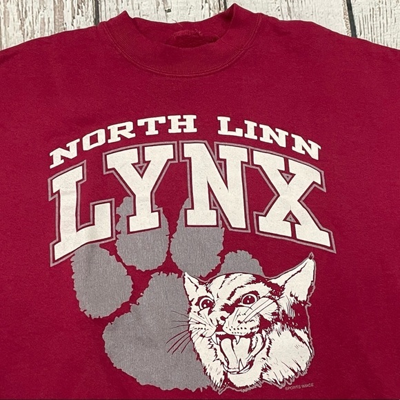 Vintage North Linn Lynx Cougars 1990s Crewneck Sports Jumper Sweatshirt - Picture 5 of 5